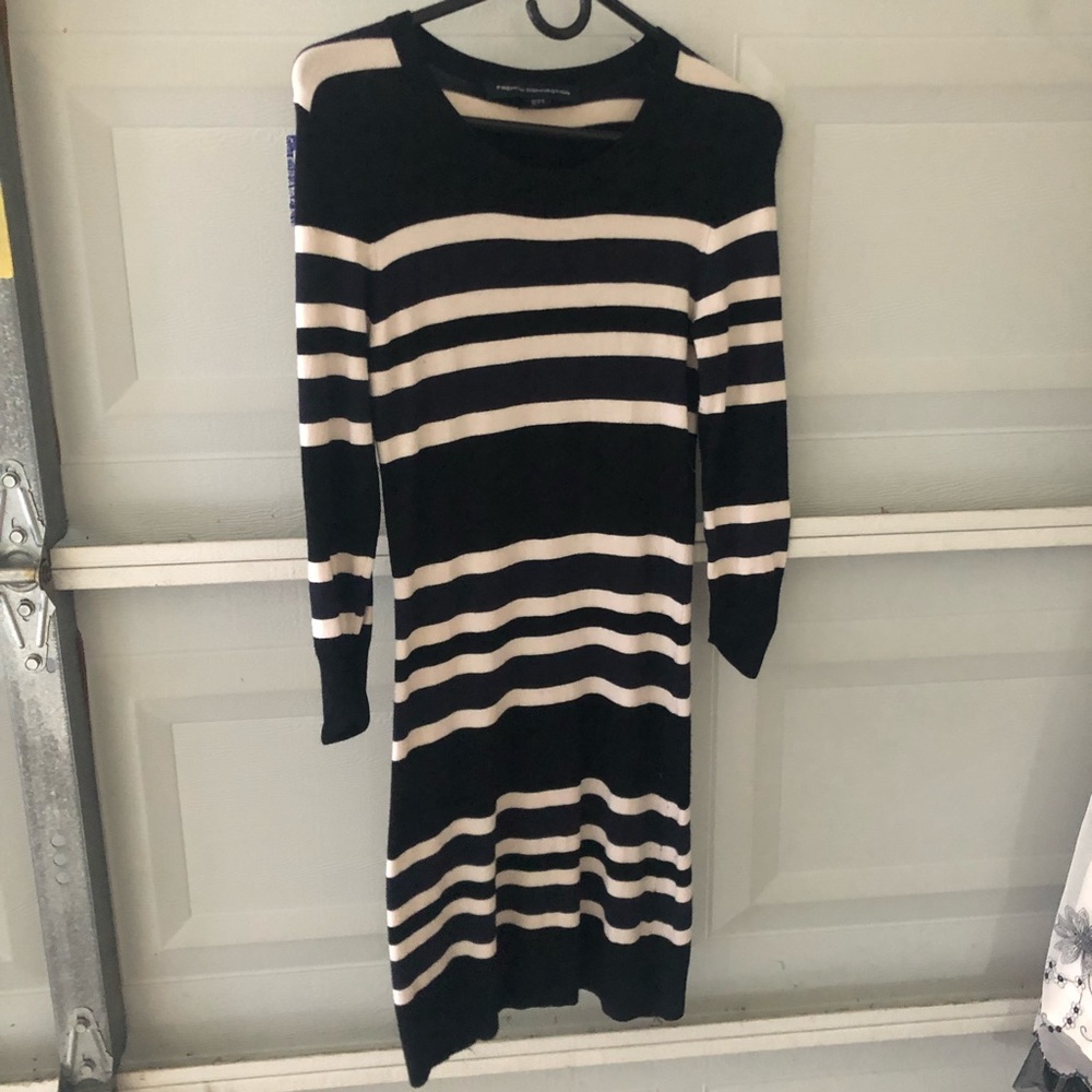 Navy and black striped sweater dress